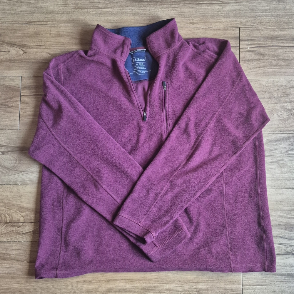 XL L.L. Bean Men's Burgundy Quarter Zip Pull Over Fleece